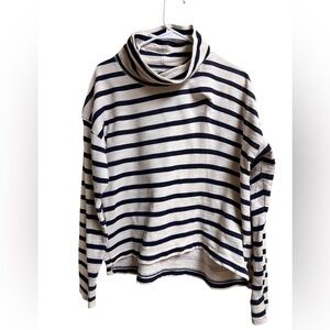 J.Crew Re-Imagined Vintage Fleece Striped Funnel Neck Pullover Sweater Women’s M